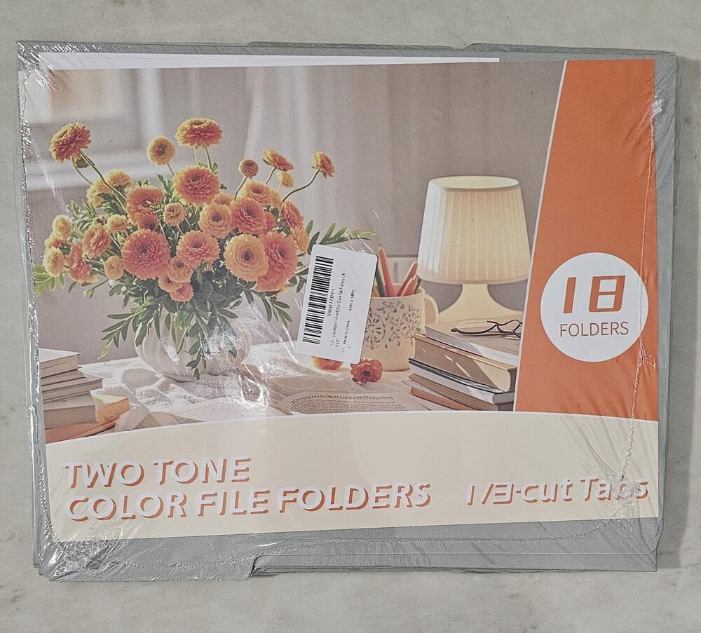 Pendaflex Two Tone Color File Folders Letter Size 1/3 Cut Tabs Gray 18 Pack